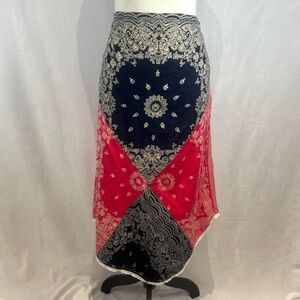 Vintage patchwork 10% cotton Cottagecore midi skirt size XL